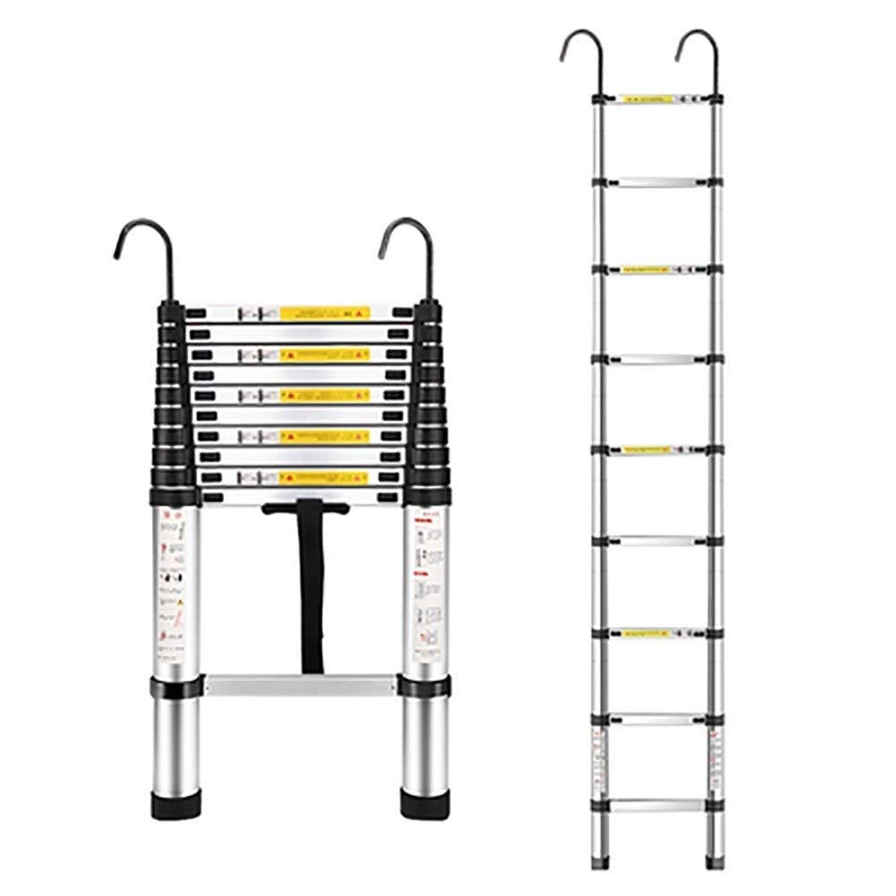 Extension Telescopic Ladder MultiPurpose Loft Aluminum Silver Grey, 2m/2.6m/2.9m/3.2m/3.8m/4.1m/4.4m/4.8m/5.2m/5.7m/6.1m, Load 150kg lxhff (Size : 4.8M/15.5ft)