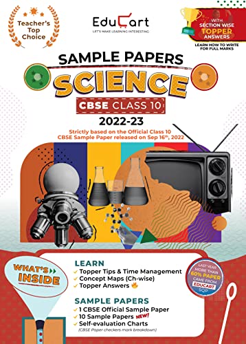 Educart CBSE Class 10 SCIENCE Sample Papers 2023 (With Exclusive Topper Answers and Marks breakdown for 2022-23) Edubook