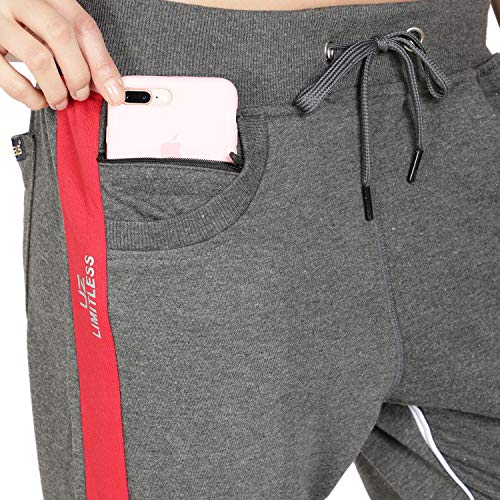Image of UZARUS Women's Cotton Slim Fit Joggers Track Pants with 2 Zippered Pockets