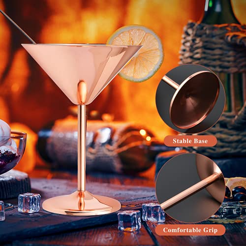 Aemygo Set Of 3 Stainless Steel Martini Glasses, 200Ml Rose Gold Unbreakable Cocktail Glasses, Reusable Wine Glasses With Metal, Durable Goblets For Party, Bars, Anniversary, Wedding #TOP5