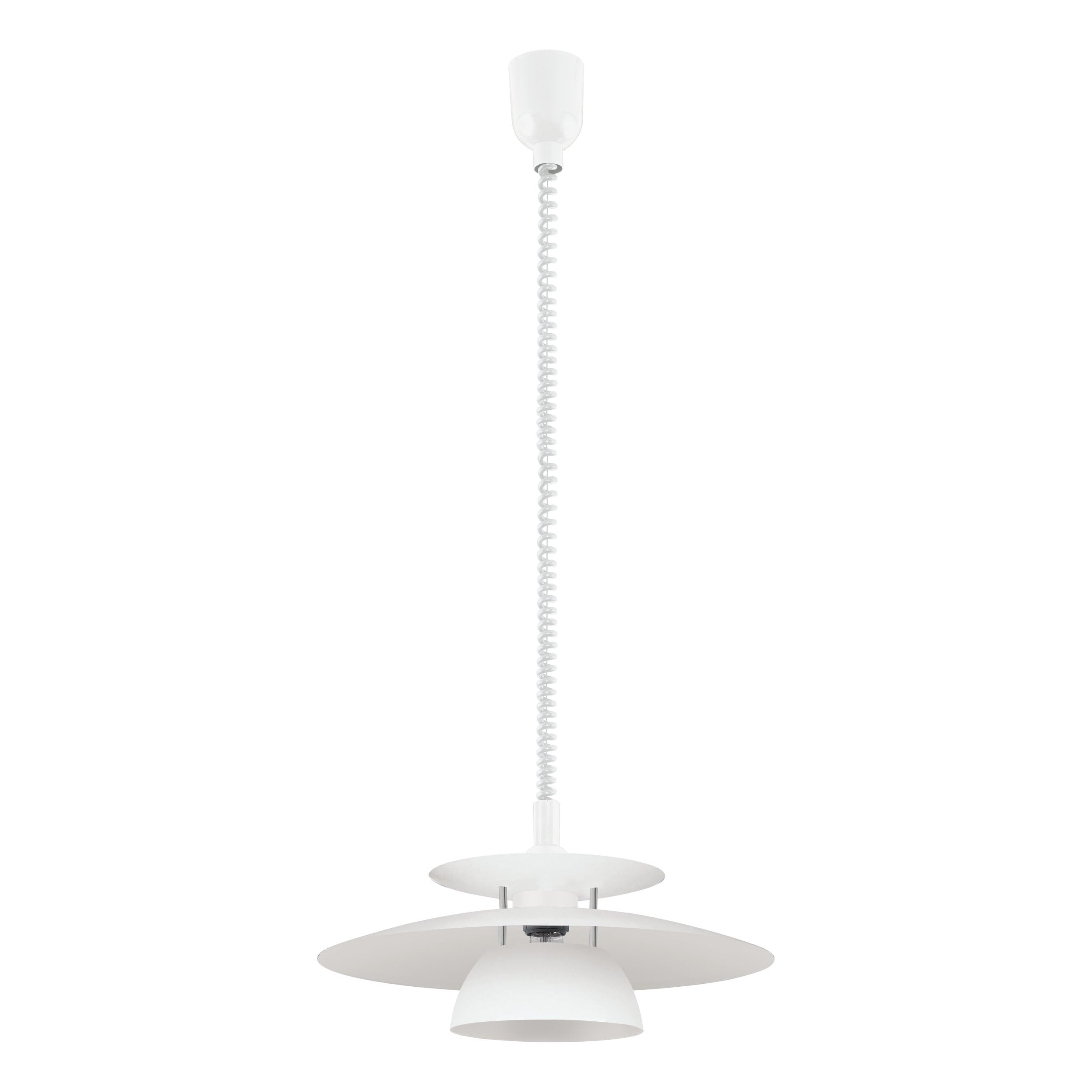 EGLO Pendelleuchte Brenda, 1 flammige Hängelampe, Hängeleuchte aus Metall und Kunststoff, Esstischlampe in Weiß, Wohnzimmerlampe hängend mit E27 Fassung, Ø 43 cm