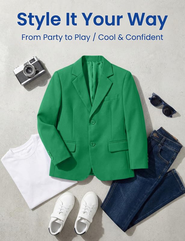 Image of Visaccy Boys Suit Jacket Toddler Formal Blazer Slim Fit Sport Coat for Kids