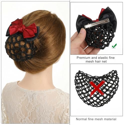 Set de 16 pinzas para cabello con moño y red miniatura 4