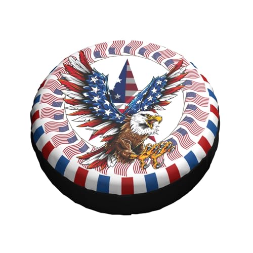 Image of American Flag Eagle July 4th Spare Tire Cover Waterproof Sun Protection Fit for Trailers, Rv, SUV, Off-Road Vehicle, Camper, and Trucks Wheel Cover 16 Inches