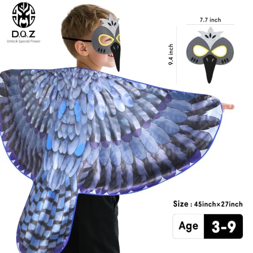 D.Q.Z Double-Sided Bird Costume Eagle Crow Wings and Mask for Kids (Black) - image 4