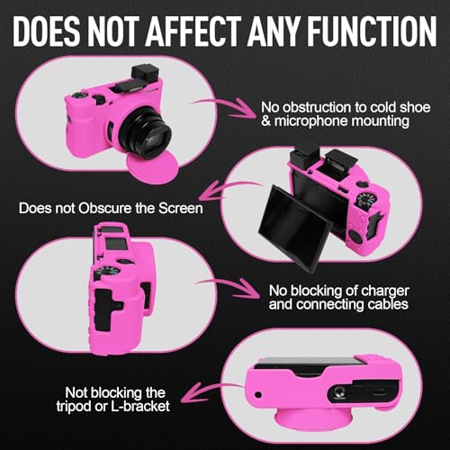 Image of Easy Hood Case for Sony DSC-RX100 IV V VI VII DSLR Camera, Silicone Camera Case Lightweight Soft Carrying Cover with Removable Lens Cover (Hot Pink)
