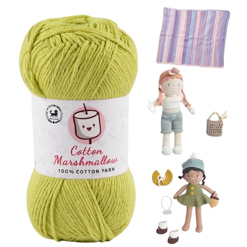 Image of NESTNHAVEN Cotton Marshmallow 100% Cotton Yarn - (50 g, 130 m) - Luxury Yarn for Crochet, Amigurumi, Embroidery, Toys, Garments, Flowers and Hobby Projects (Parrot Green)