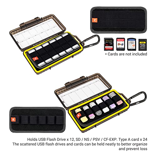 Durable Usb Flash Drive Case, Thumb Drive Organizer For 12 Usb A/Usb C Jump Drive, 24 Memory Card Sd Sdhc Sdxc Cfexpress Type A Card Case Holder, Water-Resistant And Shockproof #TOP1