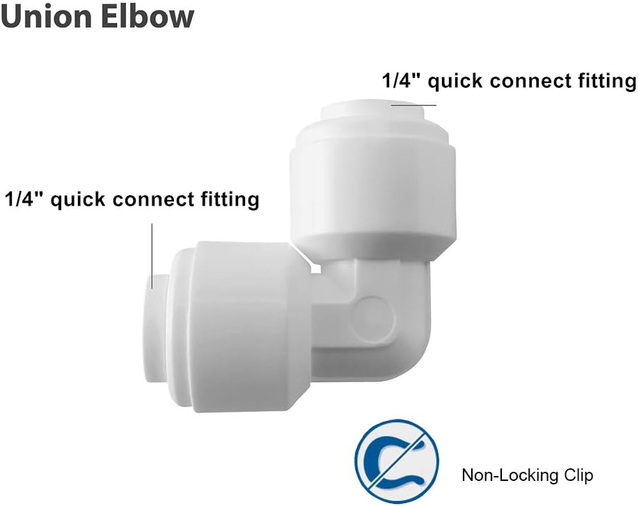 1/4 RO Tubing Elbow Connector 90 Degree 1/4 Push To Connect Fittings For RO/DI Water Filter System/Aquarium (Pack Of 10)