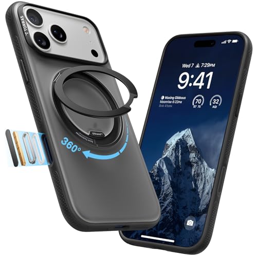 TORRAS Case for iPhone 13 Pro Max Case - [3 Stand Ways Kickstand] [8X Military Armor-Level Shockproof] - Semi-Transparent & Slim Design for 13 Pro Max iPhone Case - Mystic Black