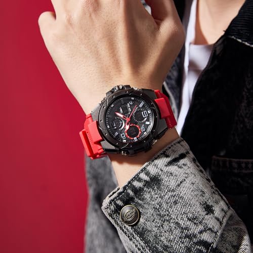 Image of V2A Styrke 5110 Analog Digital Watch for Men | Hybrid Multi Display Dial | Alarm Stopwatch Day Date 12 /24 Hr | TPU Strap | 30M Water Resistant