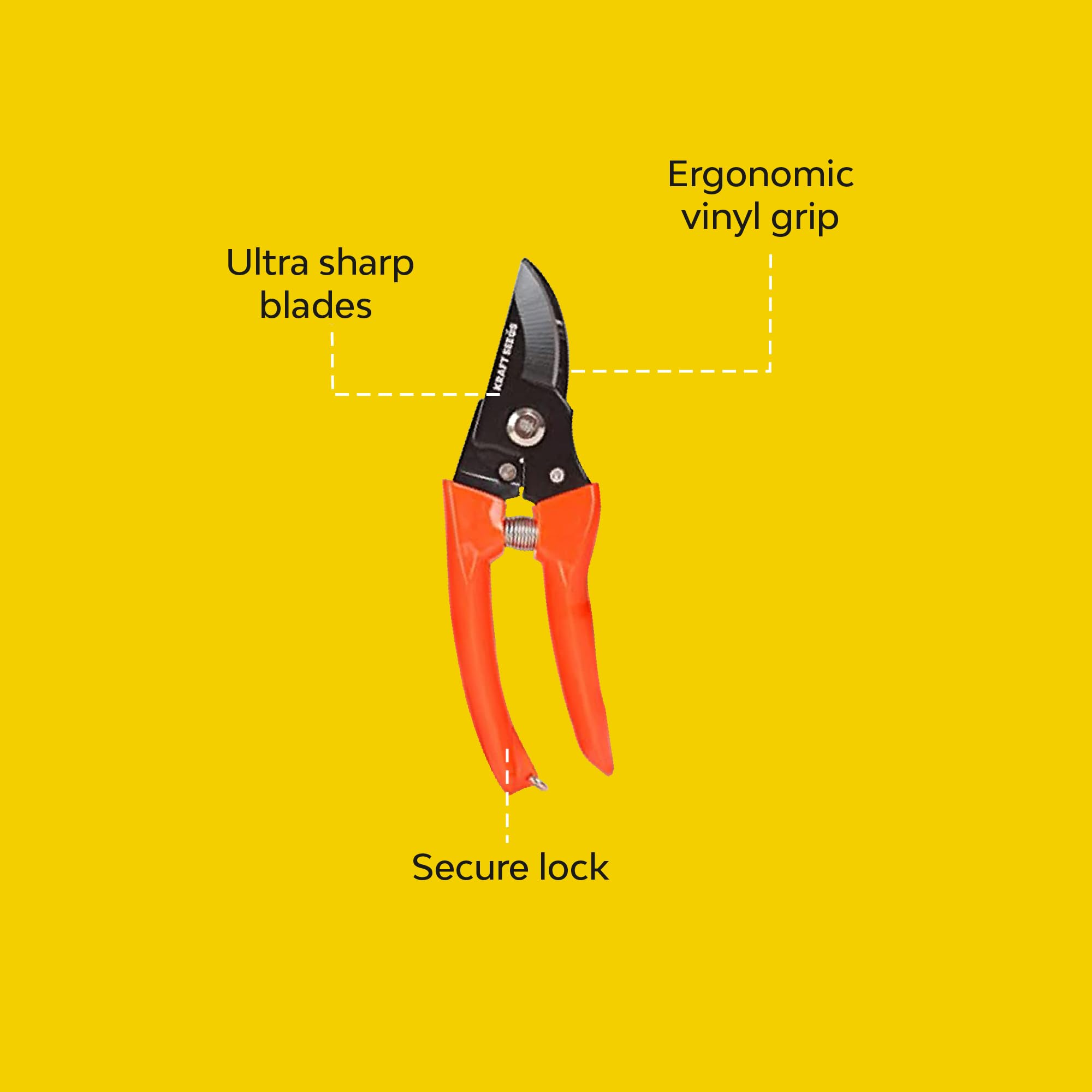 Kraft Seeds Assorted Hand Pruner Cutter - 1 Pc (Steel Blades) | Heavy Duty Gardening Cutter Tool | Plant Cutter for Home Garden | Wood Branch Trimmer | Sturdy Stem Scissors 3