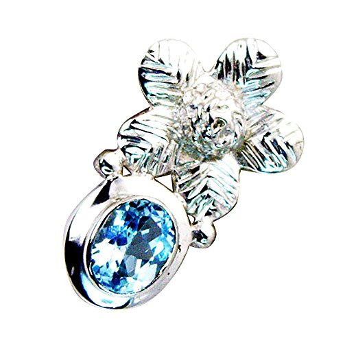 Pendentif topaze bleue de style victorien, le charme d'argent pour vos soirées