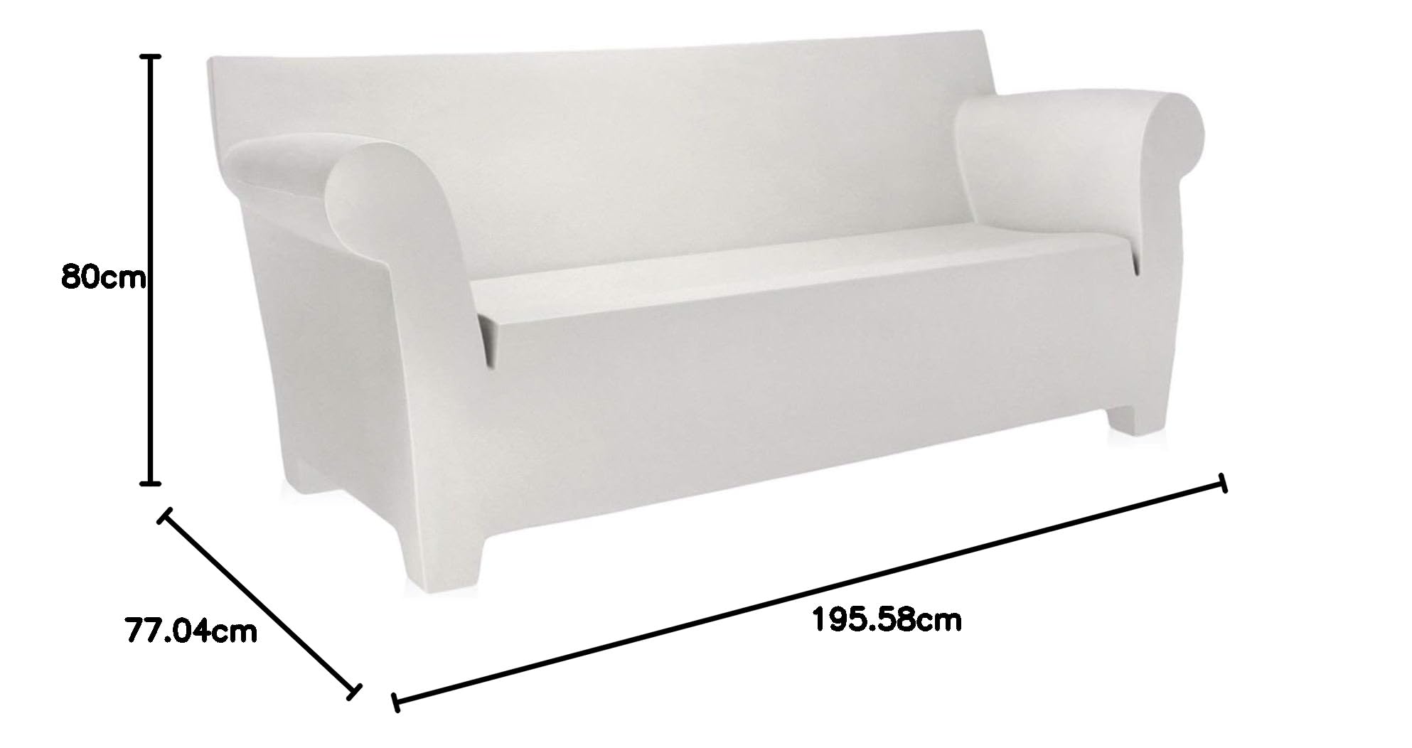 Kartell Divano Bubble Club A Due, Polietilene colorato in Massa, Bianco Cera, 2 posti