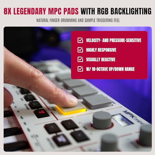 Image of Akai MPK MINI MK4 Compact Midi Keyboard and Pad MIDI Controller Grey