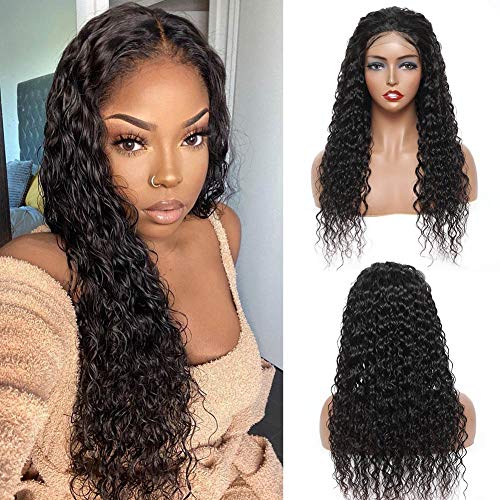 Lace Front Human Hair Wigs for Black Women 4x4 Wet Wavy Lace Front Wigs Human Hair Pre Plucked with Baby Hair 150% Density Lace Closure Wigs Human Hair 22 Inch