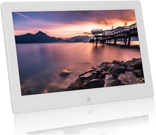 Photo Frames 10-Inch, Electronic Photo Frame, Support Human Body Induction Display Rack, High-Definition Video Player, Electronic Photo Frame, Advertising Machi,White