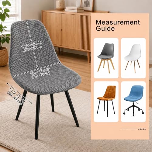 Morwealth Lot de 4 ou 6 housses de chaise pour salle à manger, lavables, extensibles, à dossier bas, pour hôtel, cérémonie, banquet, mariage, décoration de fête (gris, 4) – vue 5