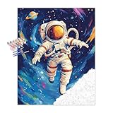 Astronaut Paint by Number, Space Paint by Numbers Kit for Adults, Outer Space Acrylic Painting, Planets Canvas Wall Art, Astronaut Floating Poster for Home Wall Decor - Universe(16x20inch)