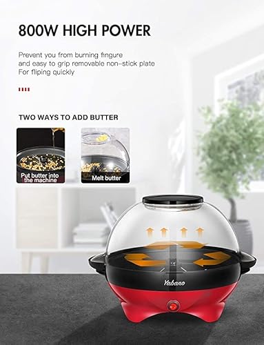 image for Yabano Popcorn Machine, 6-Quart Popcorn Popper maker, Nonstick Plate, 