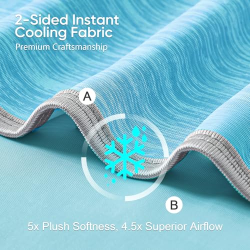 Image of KMUSET Cooling Blanket Twin (60 inchx80 inch), Double Sided Summer Cooling Blankets for Hot Sleepers & Night Sweats, Cool Soft Lightweight Blanket for Dorm Room Essentials, Picnic, Gifts for Women Sky Blue