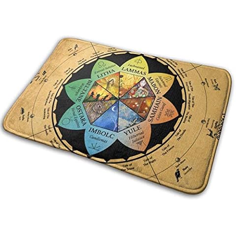 OUSHENGMAOYI Throw Area Ground Mat Bathroom Decor Entryway Rug Kitchen Doormat Bath Mat Welcome Decor Mat Wicca Wheel Of Year Wiccan Pagan Celtic Calendar S Cover
