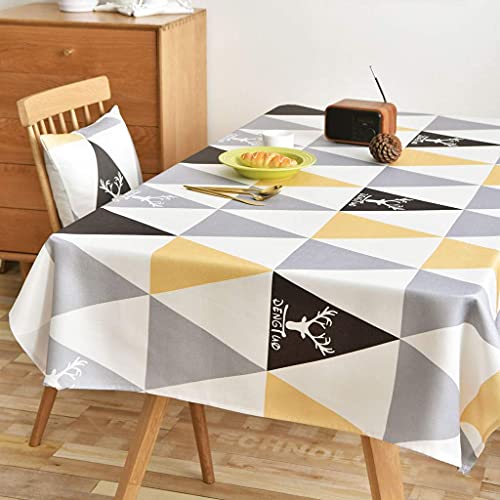 Nappe tissu imperméable géométrique rectangle 135x220 cm pour table basse