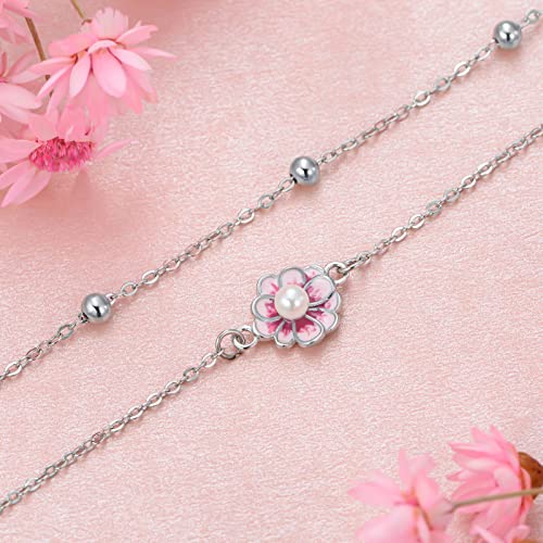 Image of Nature Style Bracelet for Women Charm Link Bracelet Adjustable Pineapple /Dragonfly /Butterfly /Daisy /Highland Cow Anklet Bracelet 925 Sterling Silver Anniversary Jewelry Birthday Gifts
