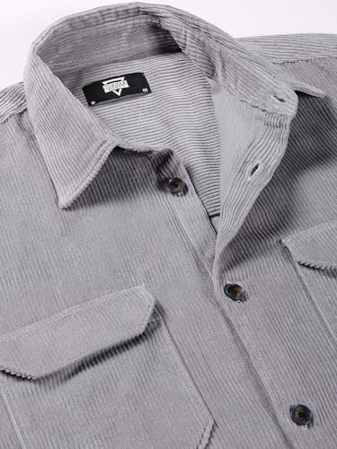 Image of Thomas Scott Men's Premium Spread Collar Double Pocket Corduroy Oversized Shackets