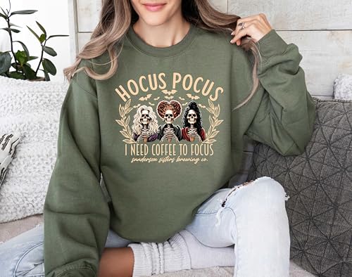 Hocus Pocus I Need Coffee To Focus Sweatshirt, Gift For Coffee Lovers, Hocus Pocus Sweatshirt, Cute Halloween Shirts, Cozy Fall Season Hoodie, Family Matching Halloween Shirts4