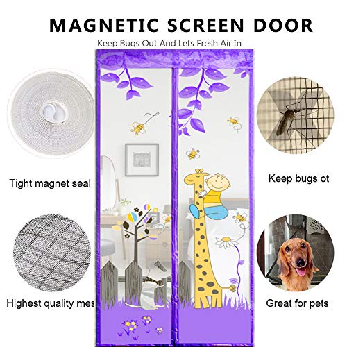 Preisvergleich Produktbild KKLTDI Polyest Magnet Fliegengitter tür, Haustierfreundlich Für Französische tür Hände frei Sommer Klettver Rahmensiegel-Lila 90x205cm(35x81")
