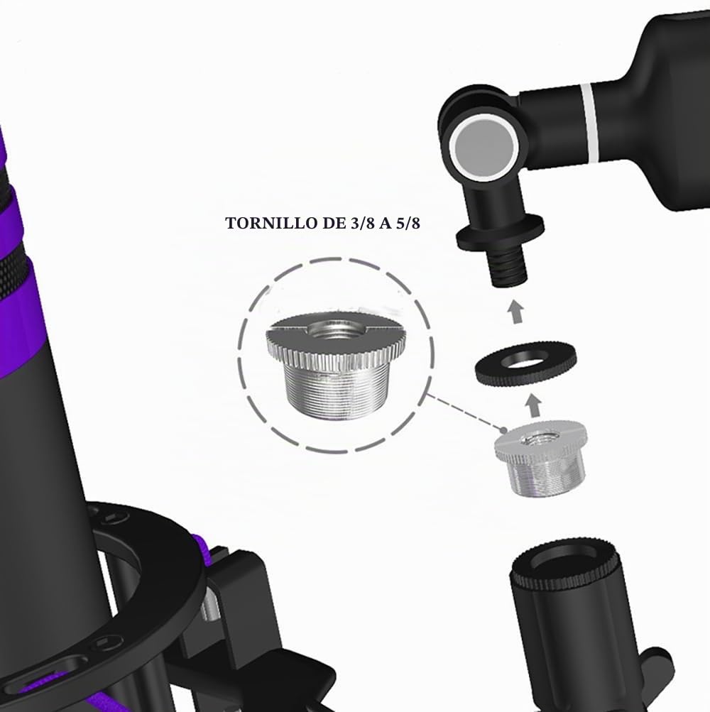 NEWFUN Brazo Microfono, Con Soporte Estable, Brazo Giratorio de 360 Grados, Ajuste de Altura Opcional y Adaptador de 3/8 a 5/8, para Equipos de Estudio