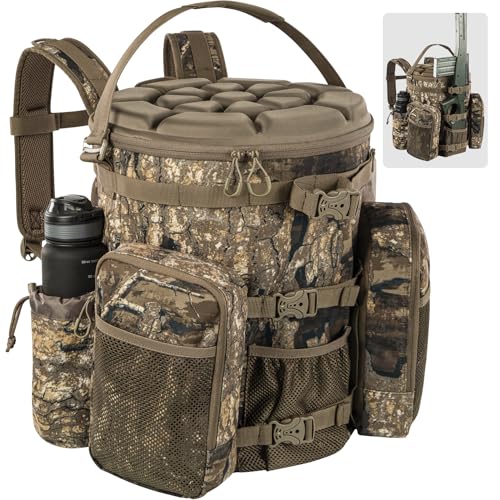 BLISSWILL Hunting Bucket Backpack with Seat Suitable for 5-gallon Seat，Dove Hunting Accessories，Daypack for Rifle Bow Gun（Not including Bucket and Lid）