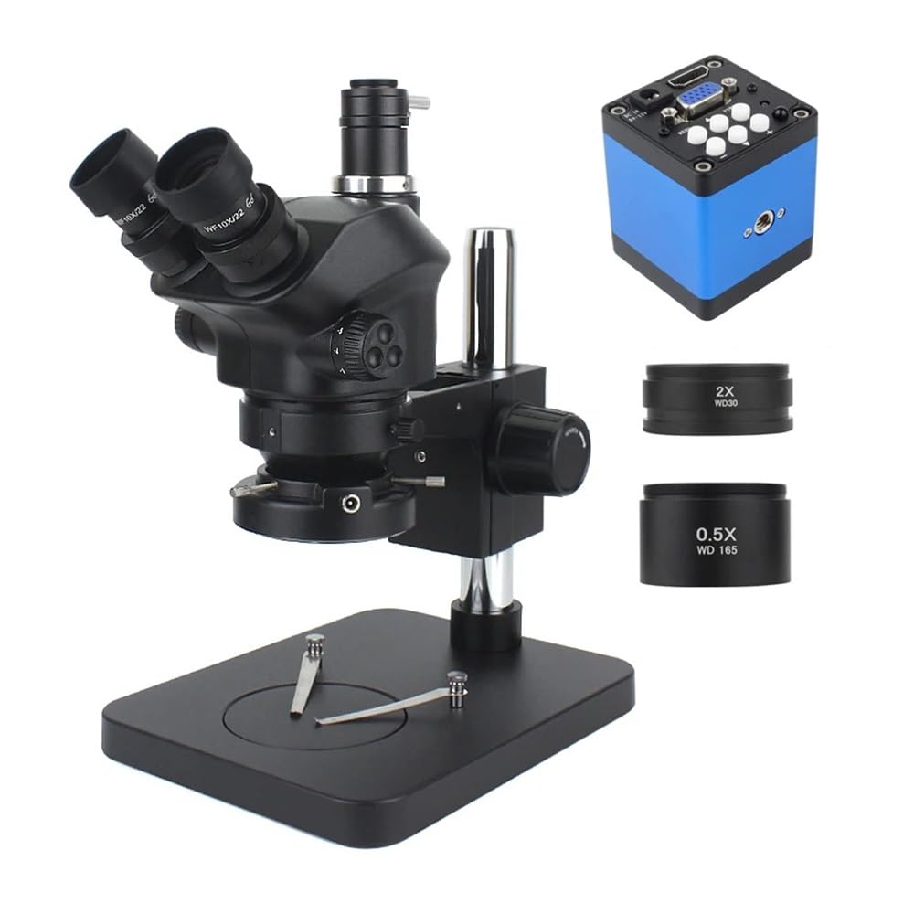 Lab Microscope Slides 1080P 48MP 2K 4K HDMI USB VGA C Mount Video Camera 50X 100X Simul-Focal Stereo Trinocular Microscope Suitable for Phone Soldering PCB Repair Microscope Parts(13MP HDMI VGA)