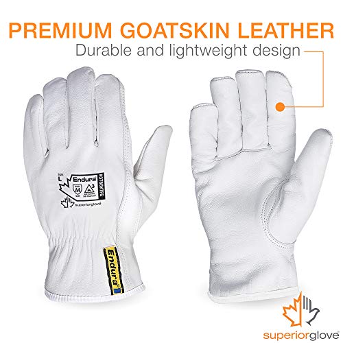 Superior Goatskin Leather Work Gloves – Kevlar Lined Cut Resistant, Arc Flash Safety Work Gloves (Endura-378GKTFG) X-Small