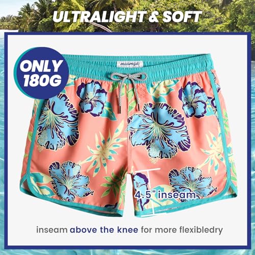 Image of maamgic Mens Boys Short 80s 90s Vintage Swim Trunks with Mesh Lining Quick Dry Swim Suits Board Shorts