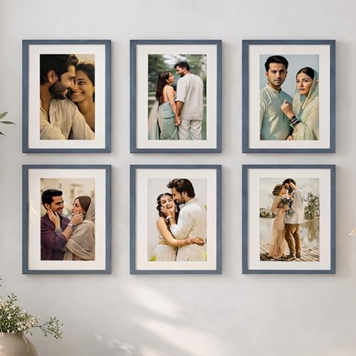 Image of Art Street Premium Photo Frame for living room, Classic Aesthetic Design Photo Frames for Photograph, Art Work, Kids Room Set of 6 (11x14 Inch, Blue)