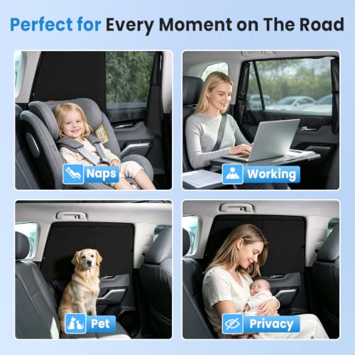 Image of KUST Car Window Shades for 2019-2024 2025 Toyota RAV4 Accessories, Breathable Mesh Magnetic Window Covers, Rear Back Side Window Sun Shades UV Block Privacy Protection for Baby Camping 2PCS