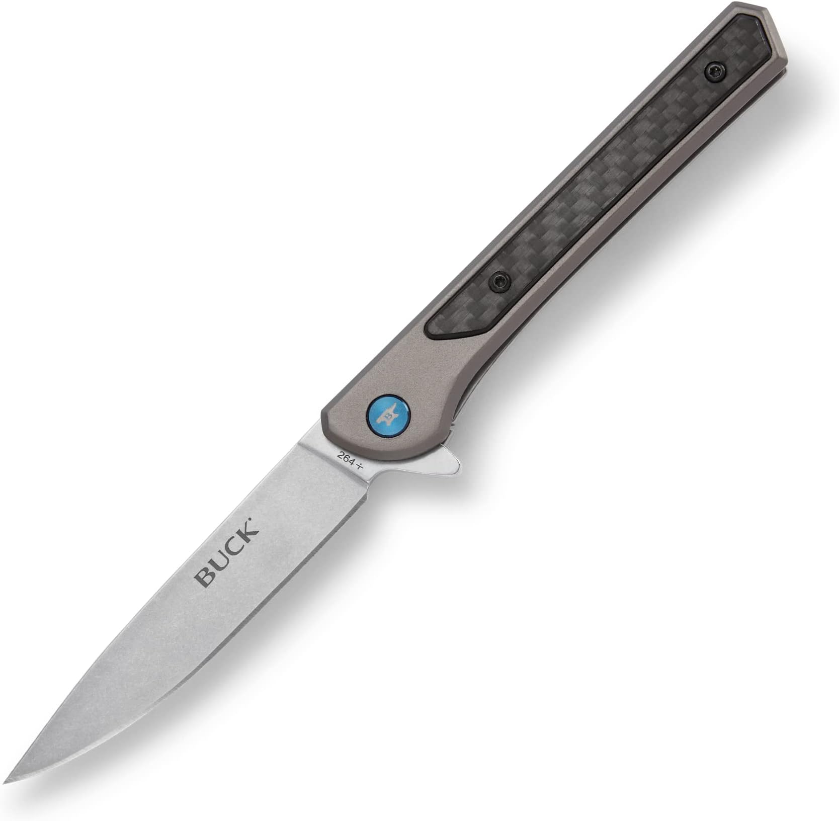 264 Cavalier Folding EDC Knife, 3-3/5” Pocket Knife Blade, Aluminum Handle, 7Cr17MoV Steel Drop Point Folding Blade, Gray, 2.82 oz