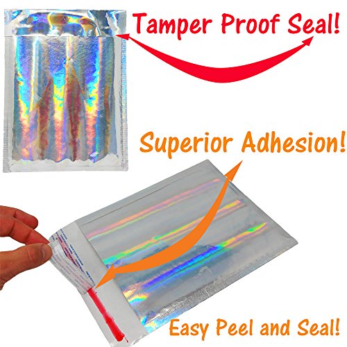 6X10 Hologram, Pink Shiny Foil Metallic Glamour Holographic Bubble Mailers Padded Rigid Shipping Self Seal Envelopes Poly Air Inner Lining #0 10 Eagle Thank You Stickers (20) #TOP5