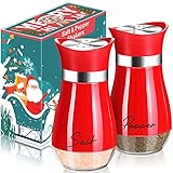 Salt and Pepper Shakers Set,4 oz Glass Bottom Salt Pepper Shaker with Stainless Steel Lid for...