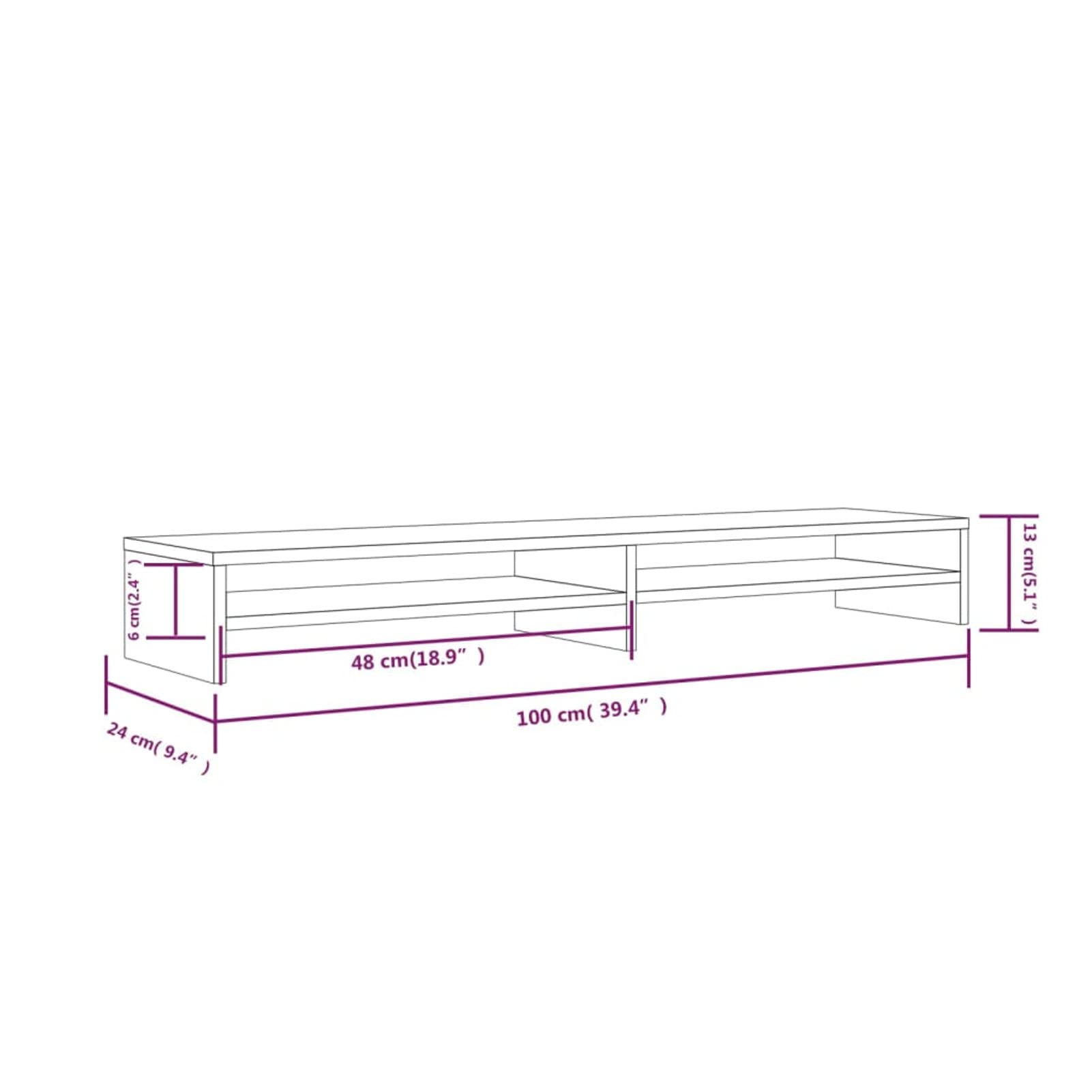 Chusui Supporto per Monitor,Supporto per Monitor da Scrivania,Supporto per Monitor PC,Supporto per Monitor 100x24x13 cm in Legno Massello di Pino