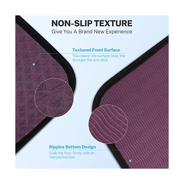 Gonex Yoga Mat with Alignment Lines for Women Men, Eco-Friendly TPE Mat Non Slip 1/4 Inch Thick Exercise Mat for Yoga Pilates and Fitness, Purple