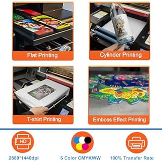 SHENGJINSH UV Printer Machine, A3 UV DTG Machine with LED Touch Screen, Bottle Holder, White Ink Circualtion, DTG Printers for T-Shirts Bottle Acrylic Phone Case Wood Glass Leather