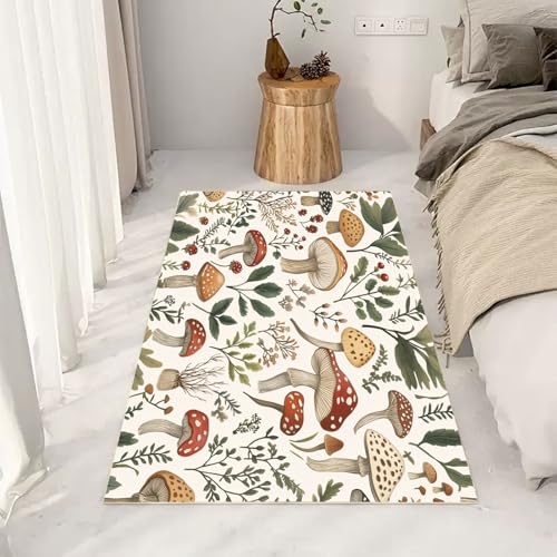 Feuilles de Champignons de Jungle Peintes Tapis Salon Moderne - 3