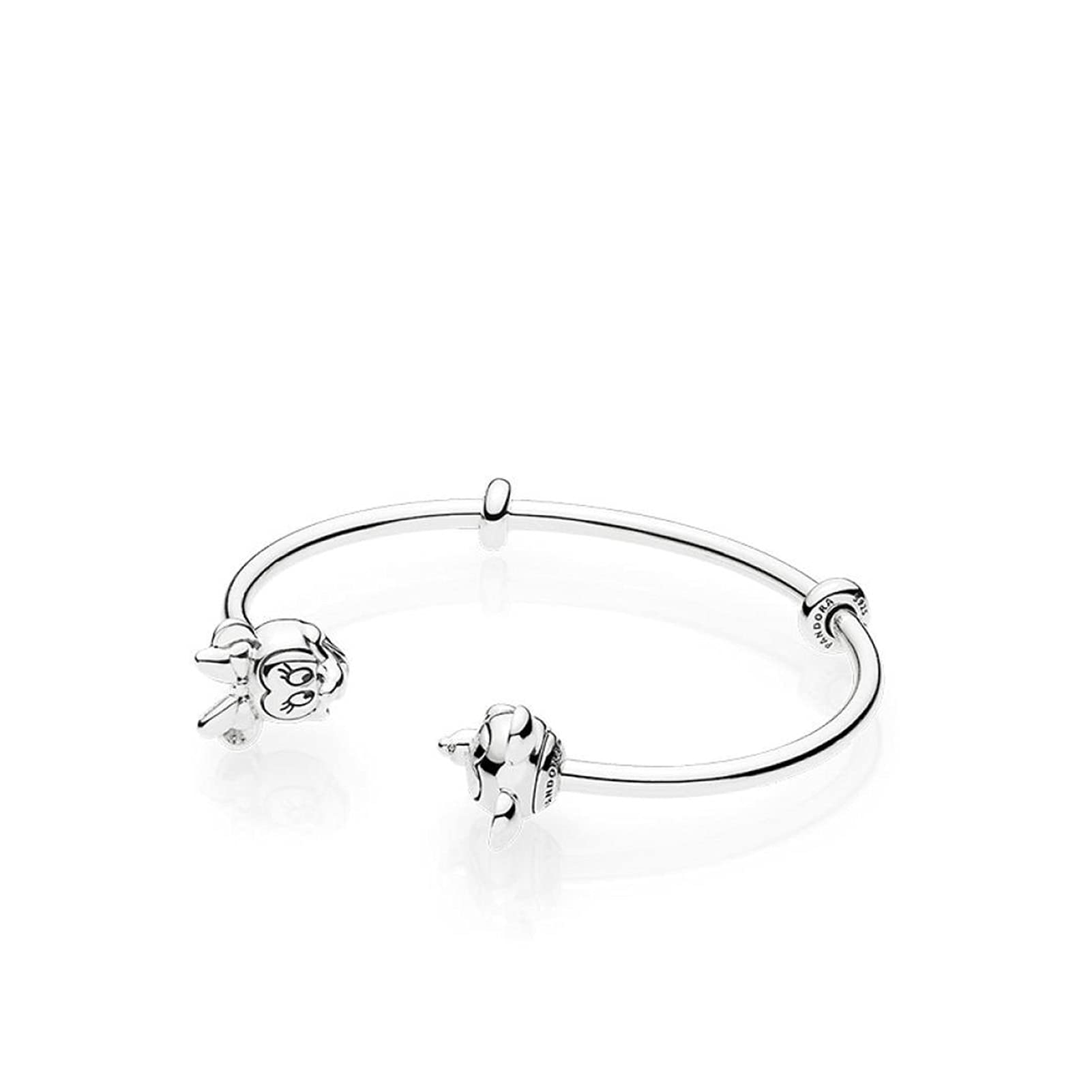 Bracelets pour femmes 925 : ensemble de joncs ouverts avec perles breloques