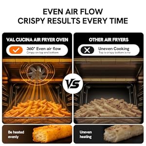 VAL CUCINA Infrared Heating 26.3 QT Air Fryer Toaster Oven, Large Countertop Convection Oven 10-in-1 Combo, 6-Slice Toast, Enamel Baking Pan Easy Clean with Recipe Book, Brushed Stainless Steel Finish — photo 3 of 6