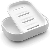 UviviuHome Plastic Soap Dish with Drainage - Keeps Bar Soap Dry, Easy Clean White Holder for Bathroom & Travel