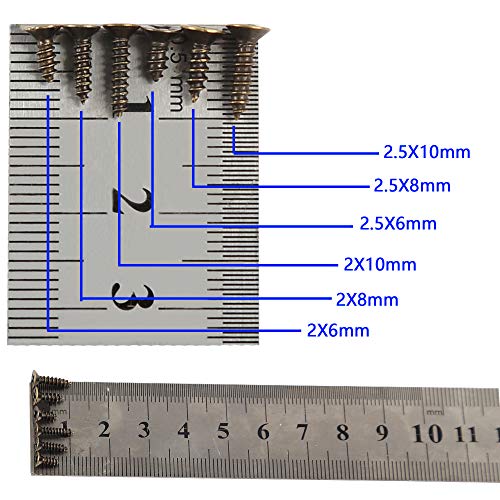 Image of newlng 1200pcs Small Screws 2& 2.5 * 6 /8 /10mm Phillips Flat Head Cross Self Tapping Tiny Screw Cabinet Electronic Accessories Screw Multifunctional DIY Micro Woodworking Screws Set Bronze