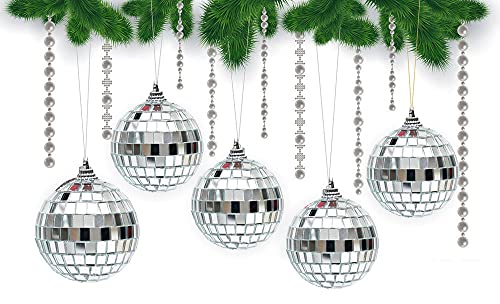 2 Stück 20 cm Spiegel-Diskokugeln mit 4 Stück 6 cm kleinen Spiegel-Diskokugeln, ideal für eine Party oder DJ-Lichteffekt.